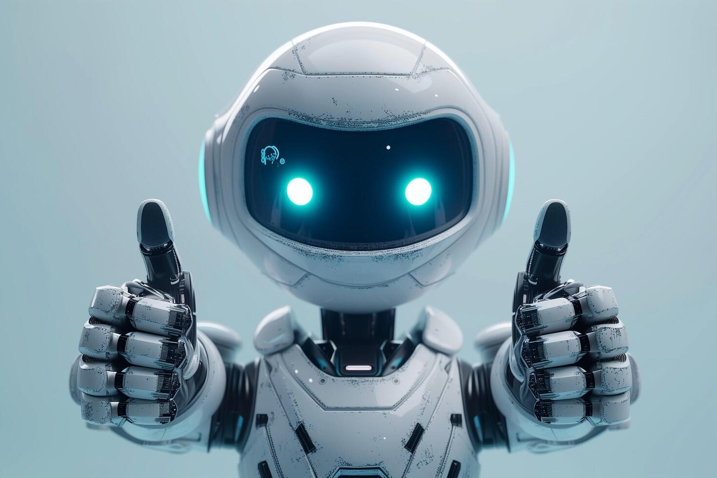 AI generated a robot with thumbs up and a blue background photo