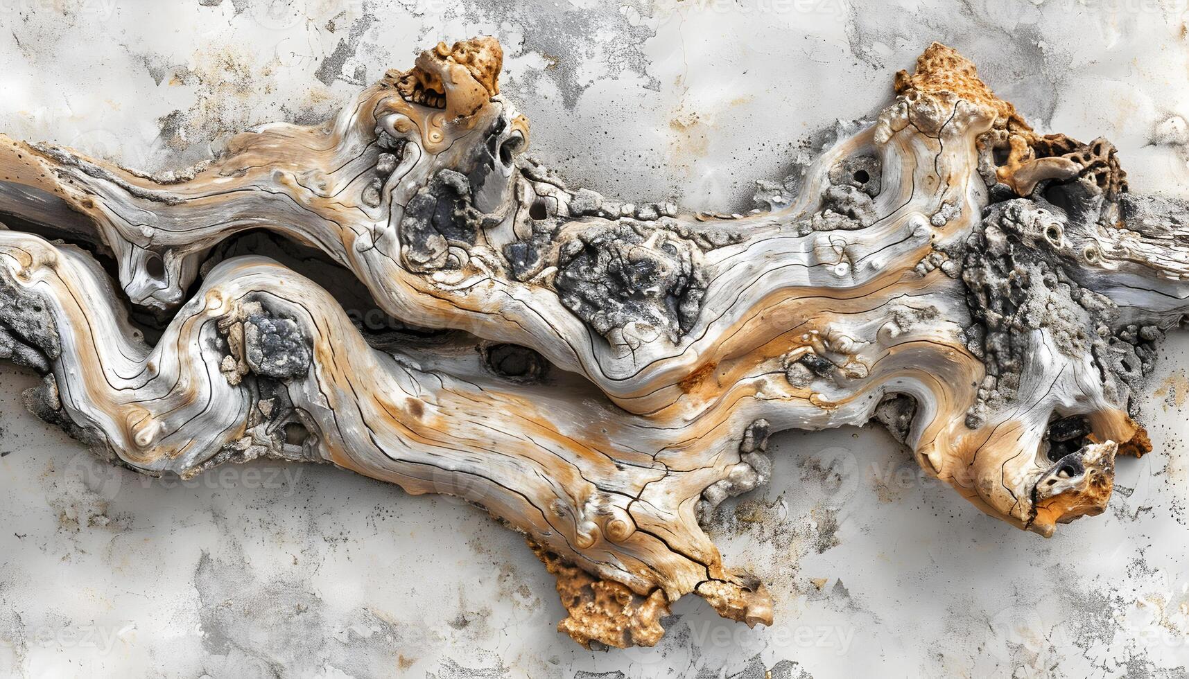 AI generated a close up of a piece of wood with some white and brown paint photo