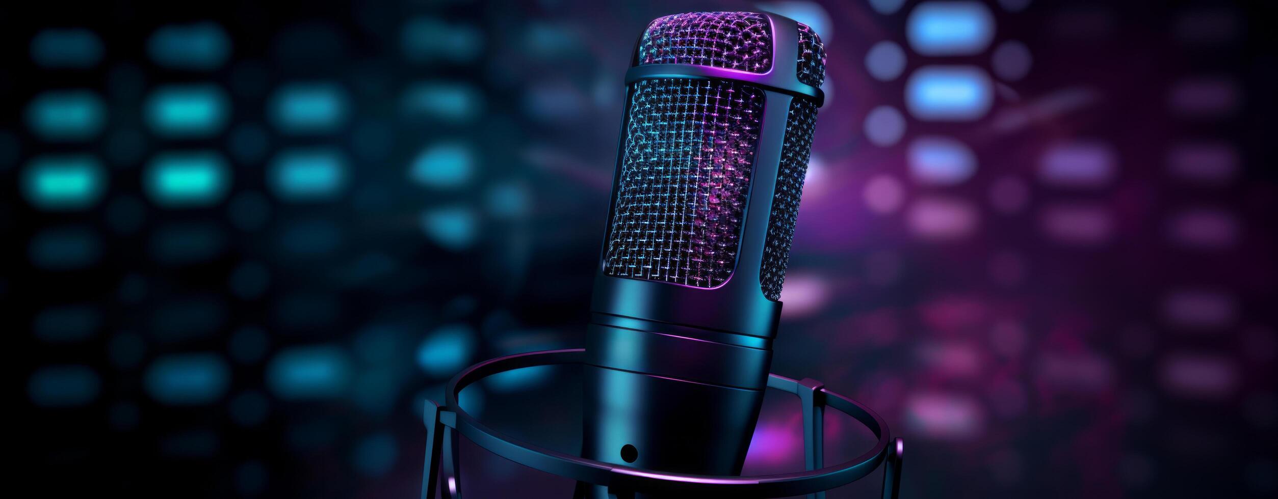 AI generated mic on the background of a black abstract photo