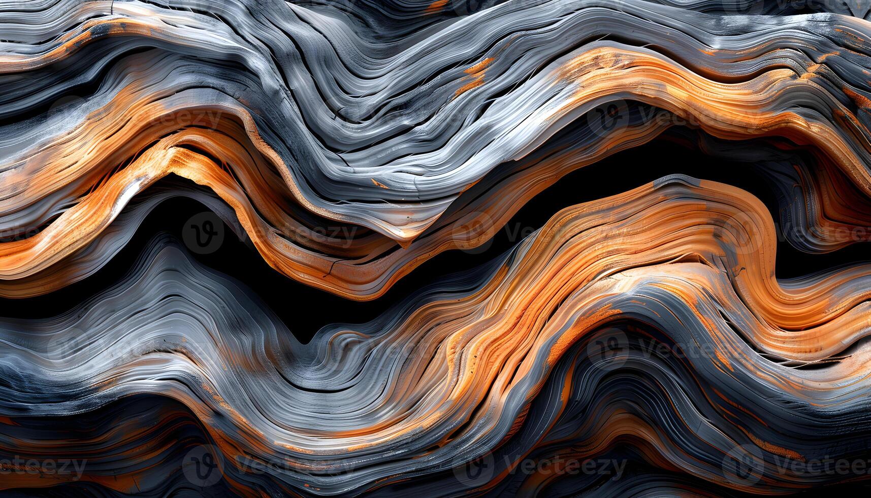 AI generated abstract wave pattern with orange and black colors photo