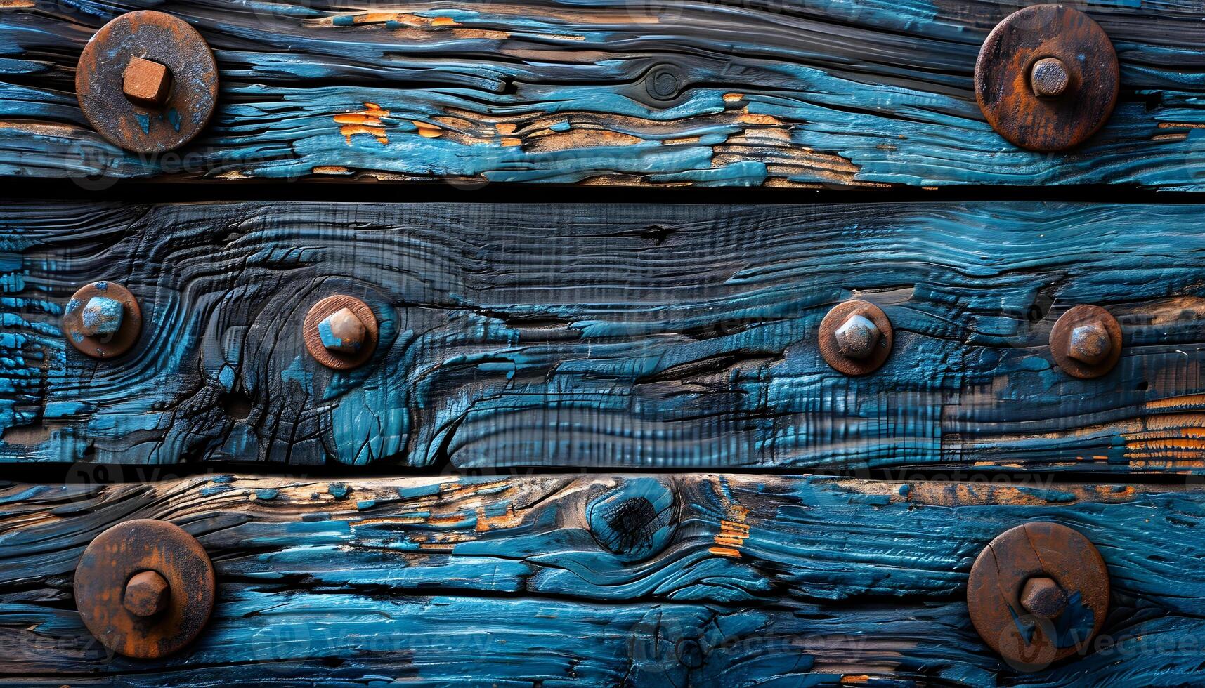 AI generated a close up of a wooden door with blue paint photo