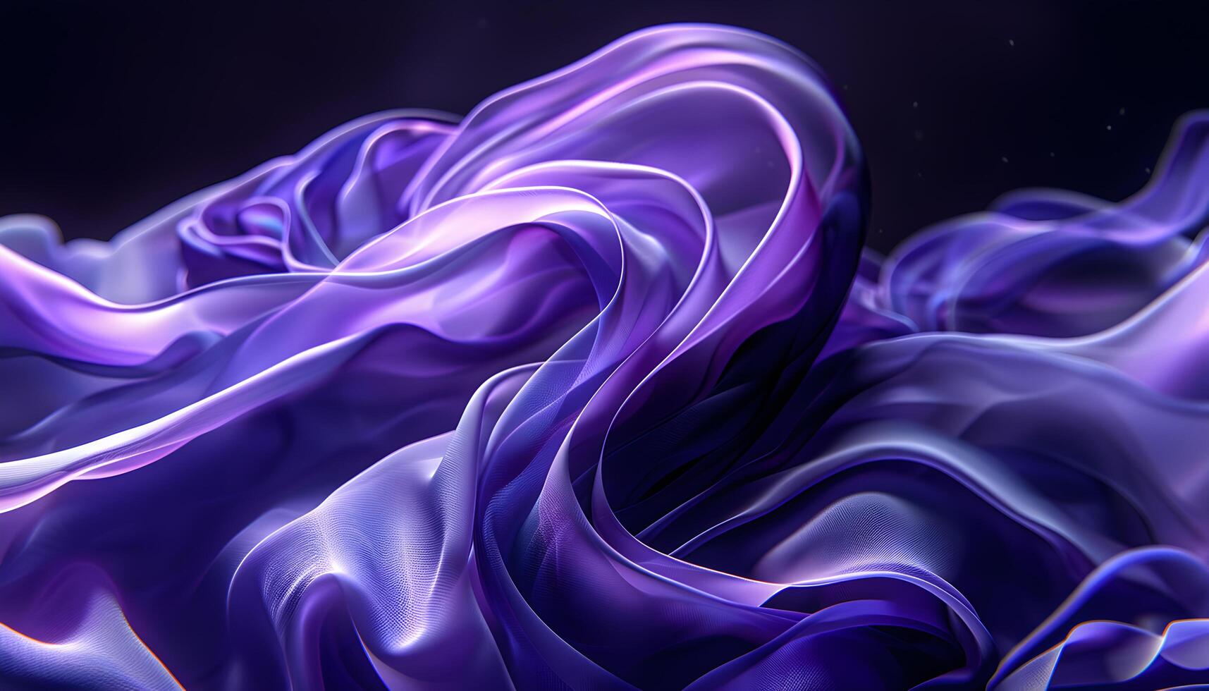 AI generated a purple and black background with a wave of fabric photo