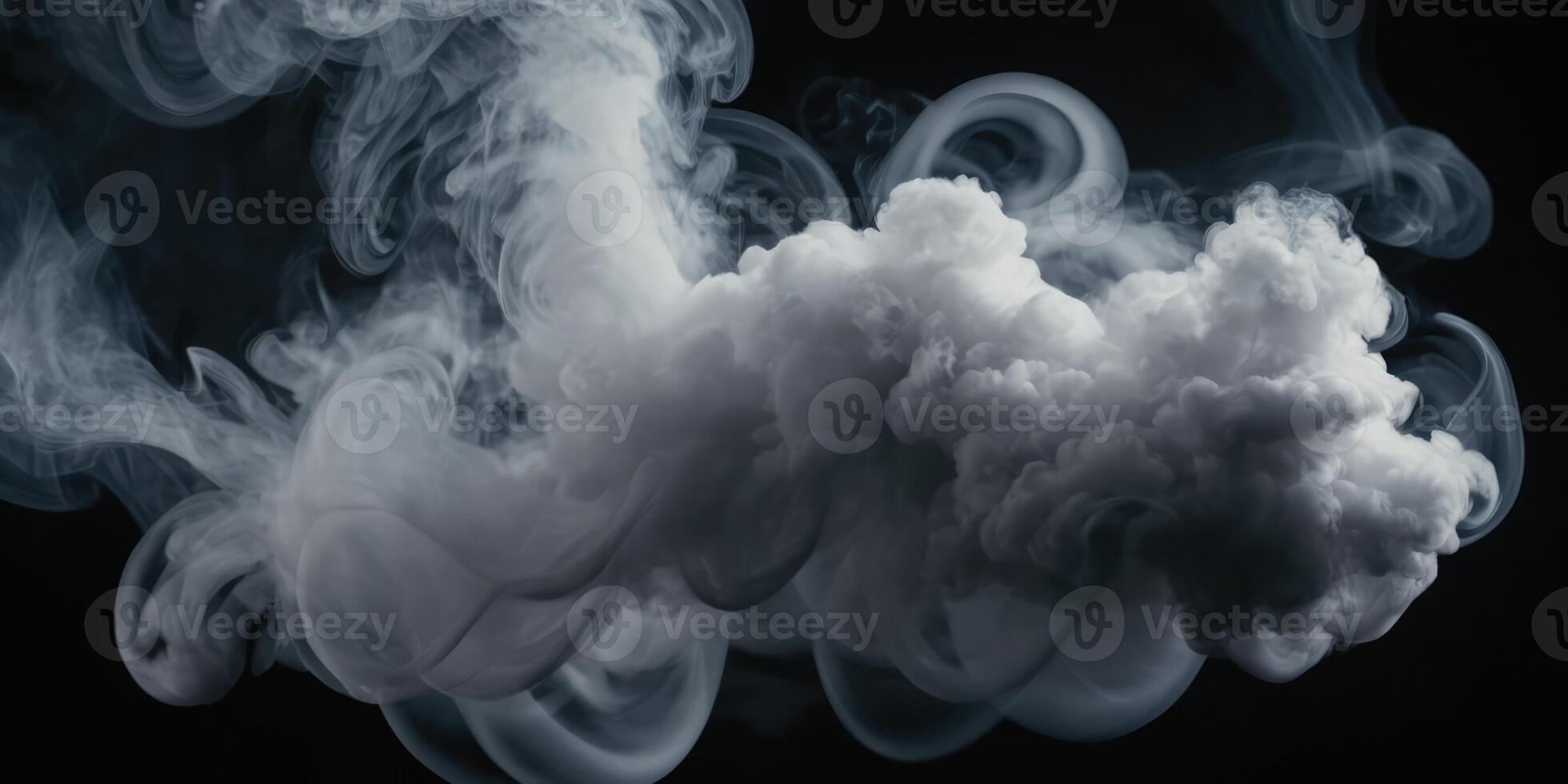 AI generated A deep cloud of smoke descends in the darkness. photo
