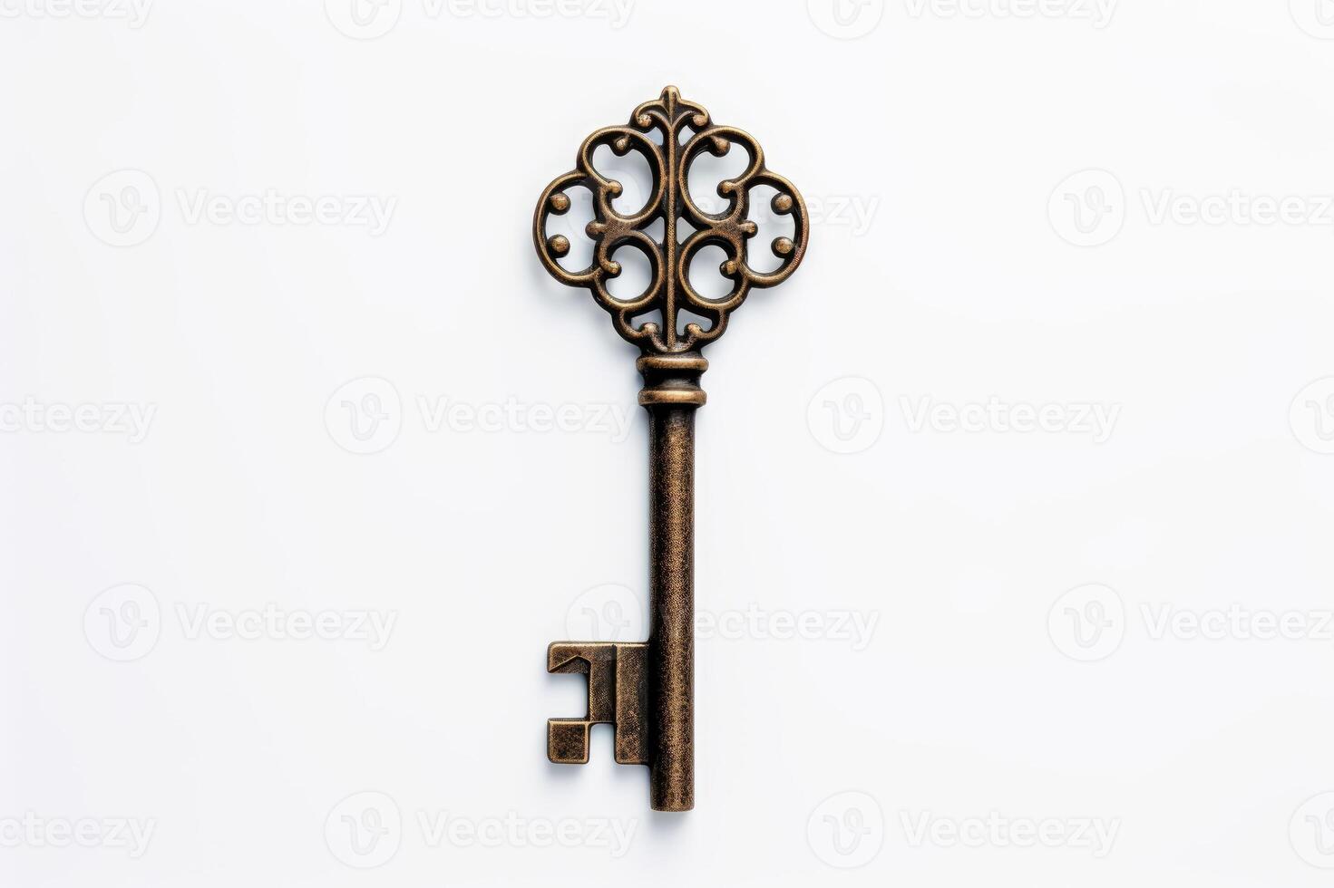 AI generated Old key isolated on white background photo