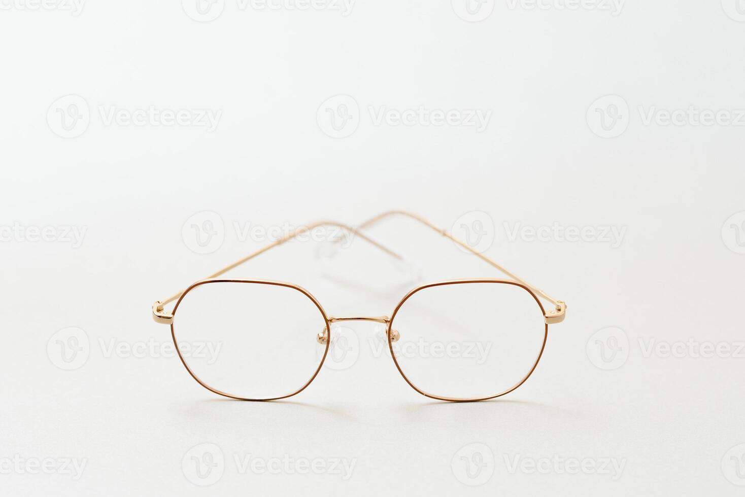 isolation glasses on white background. black and white combination oval eyeglass frames. oval eye glasses frame in the photo from above on a white background