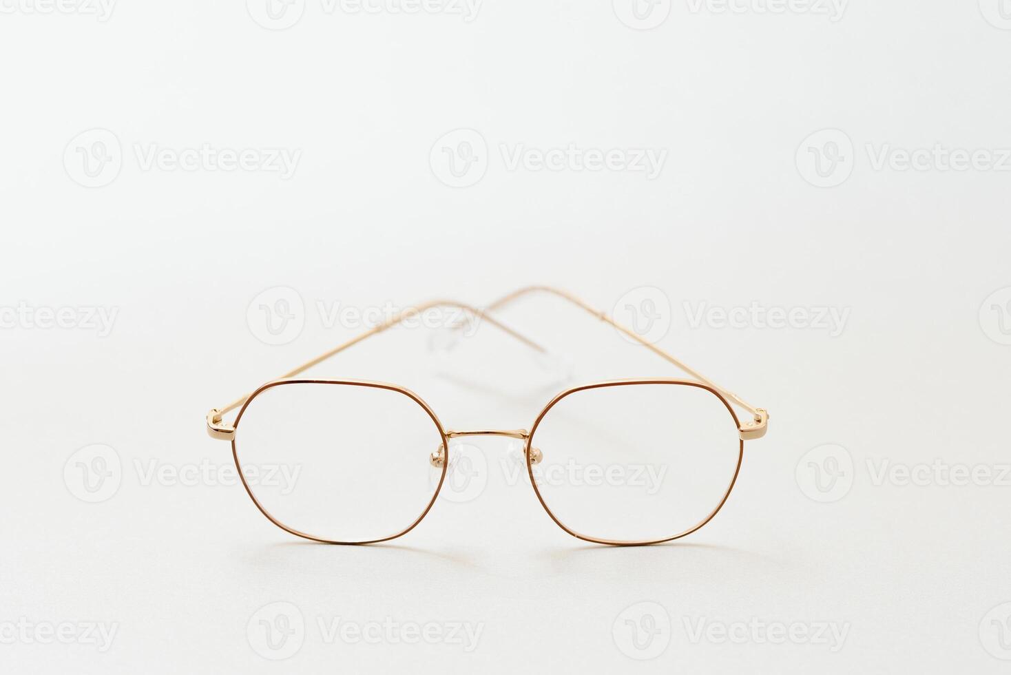 isolation glasses on white background. black and white combination oval eyeglass frames. oval eye glasses frame in the photo from above on a white background