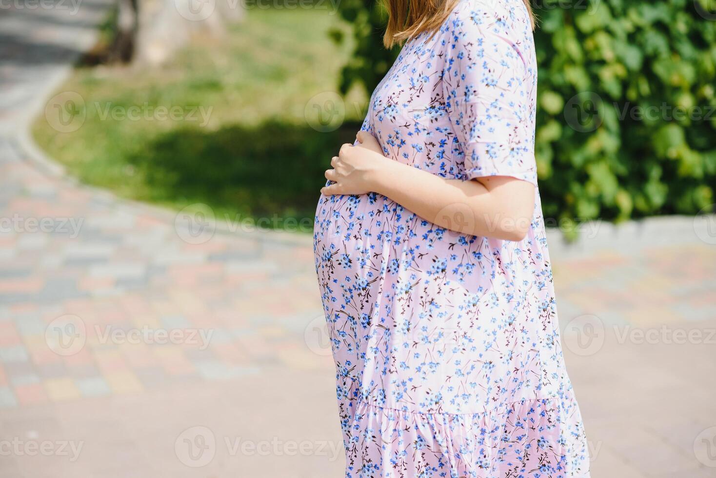 Pregnant woman resting in the park photo