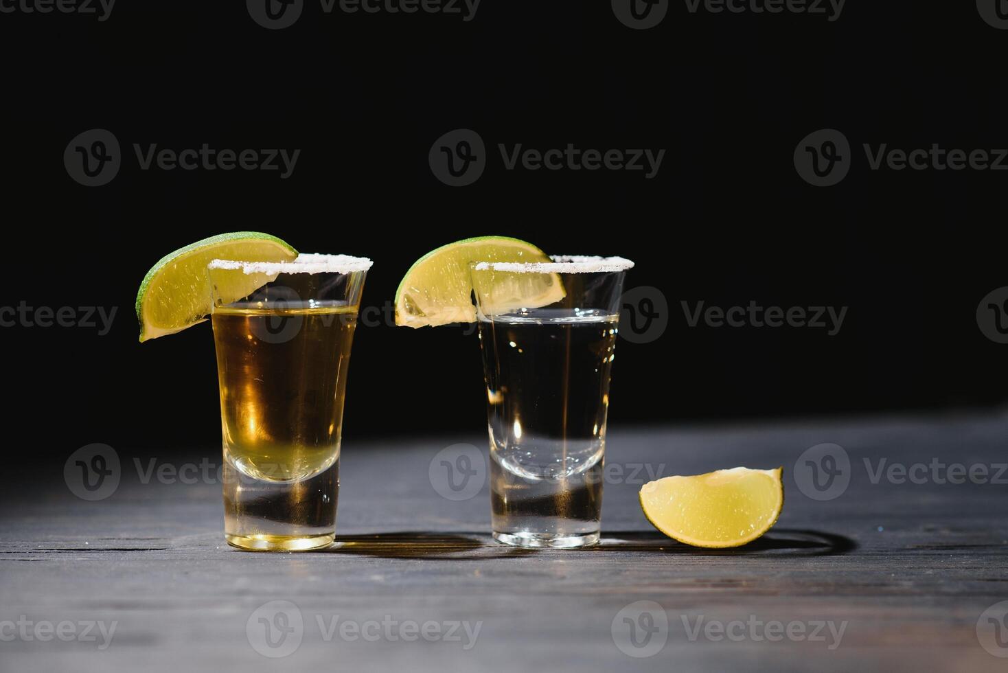 Tequila shot with lime . Selective focus photo
