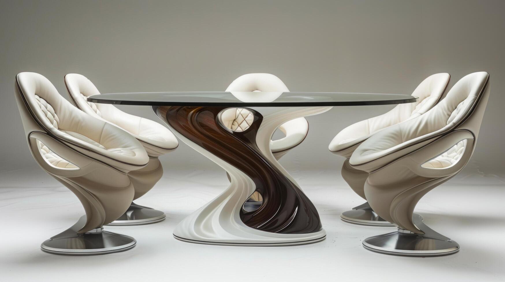 AI generated Glass Table With White Chairs photo