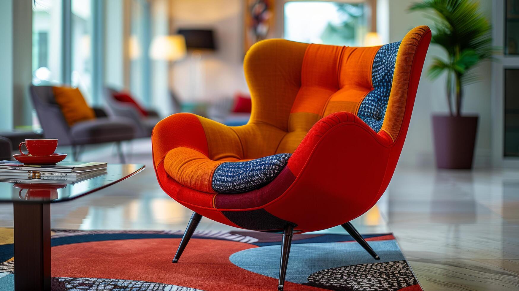 AI generated Colorful Rug in a WellFurnished Living Room 40343011