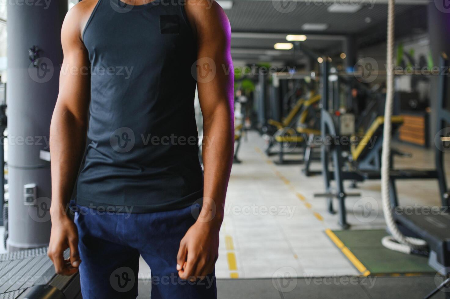 Black African American young man at the gym photo