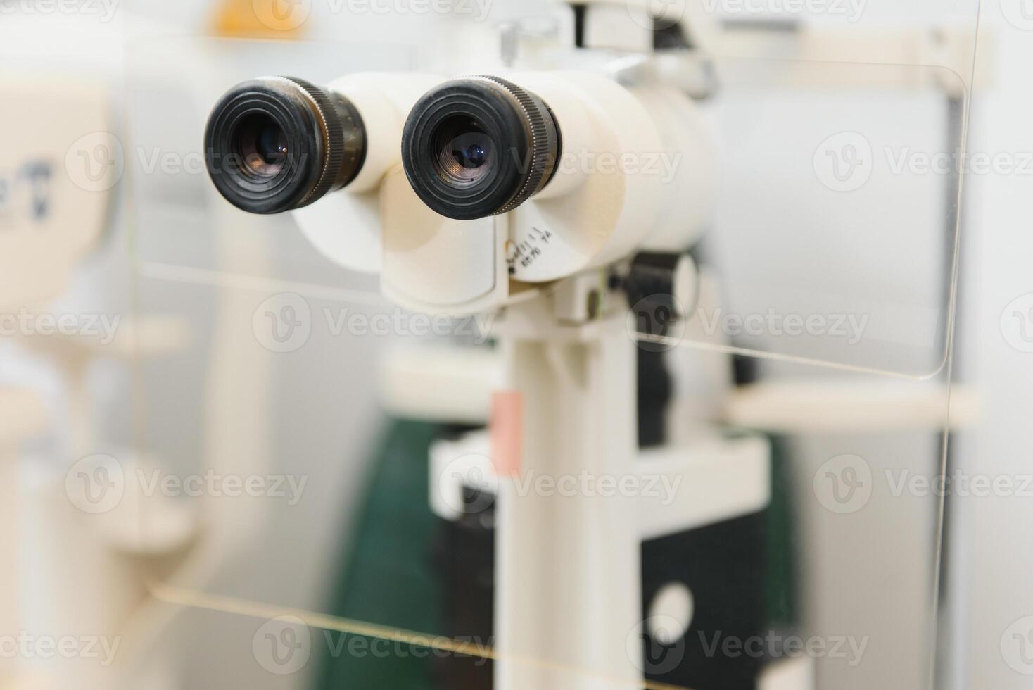 office ophthalmologic clinic. visual examination equipment. devices for the treatment of vision. ophthalmology operation room. equipment for laser vision correction operating. photo