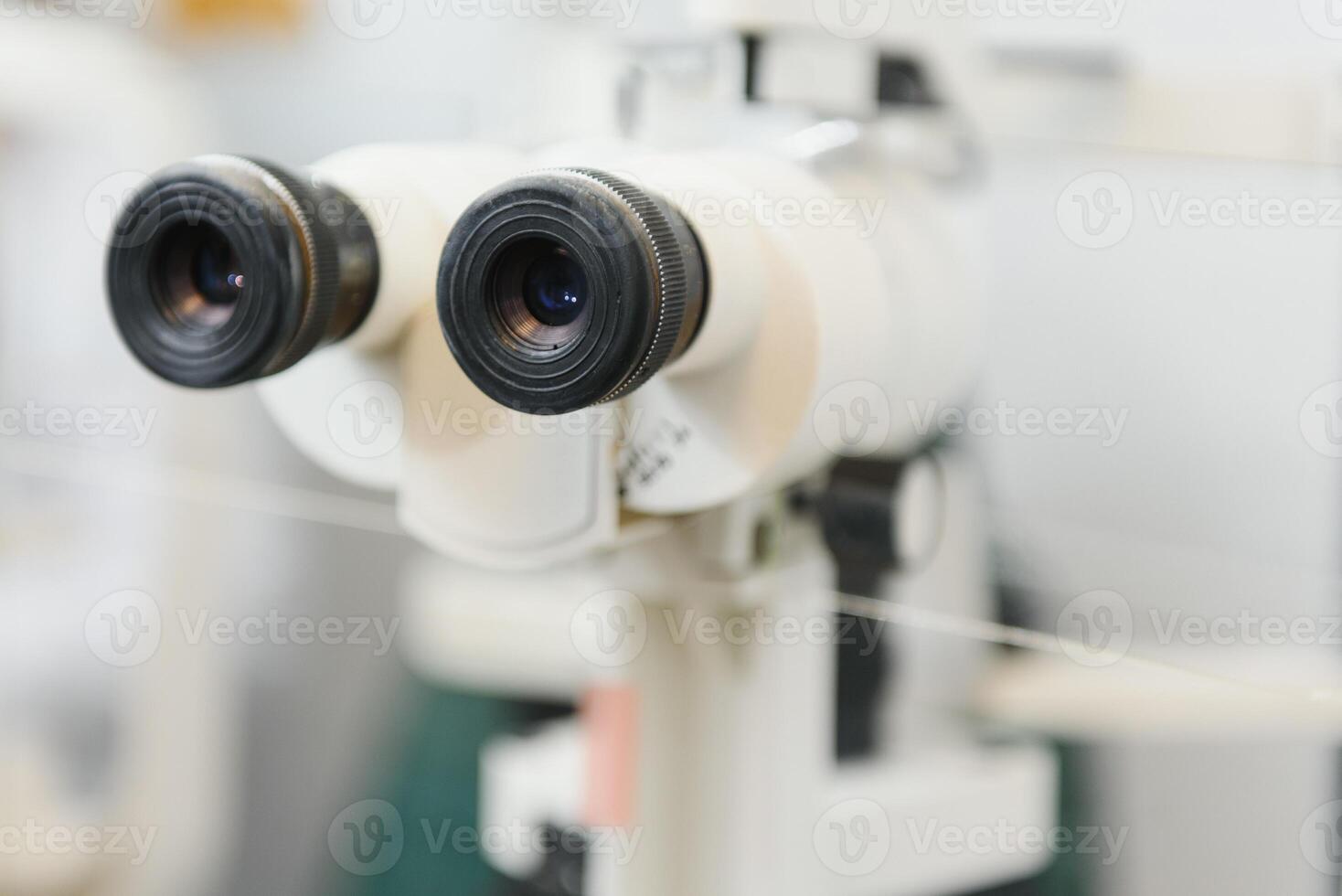 office ophthalmologic clinic. visual examination equipment. devices for the treatment of vision. ophthalmology operation room. equipment for laser vision correction operating. photo