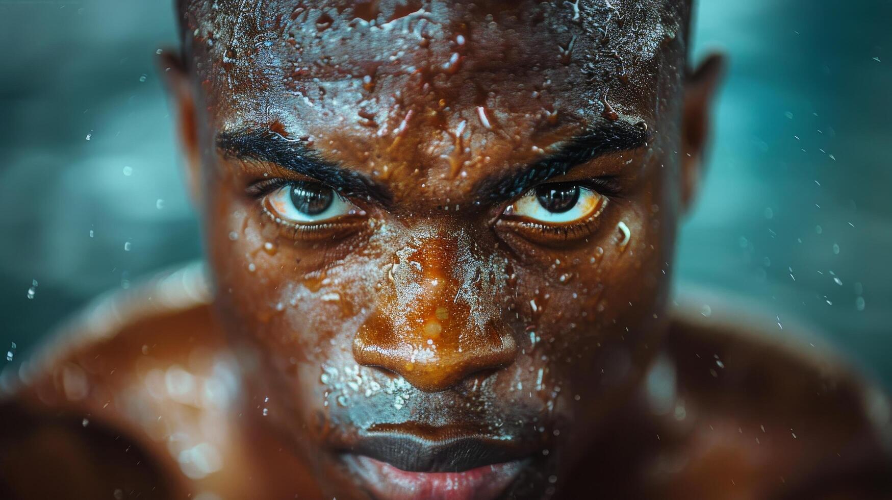 AI generated Wet-Faced Man Up Close photo