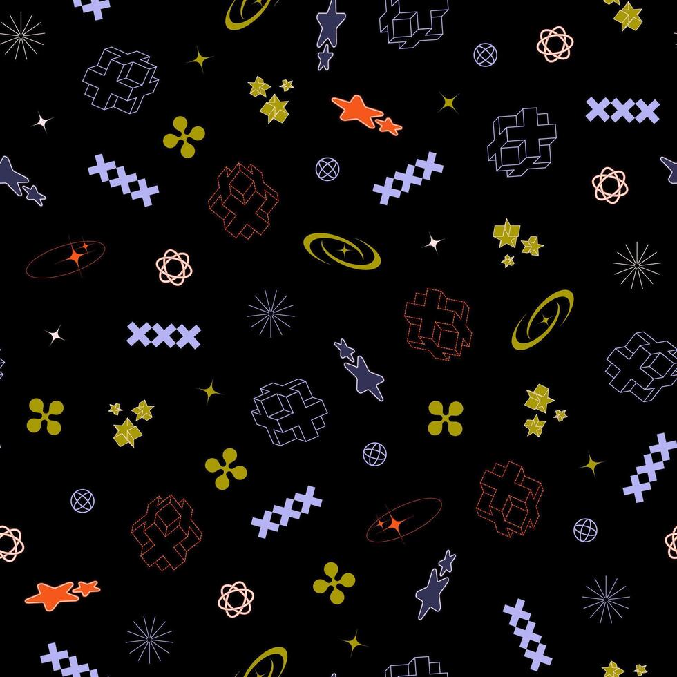 Futuristic Seamless Pattern. Y2k Background vector