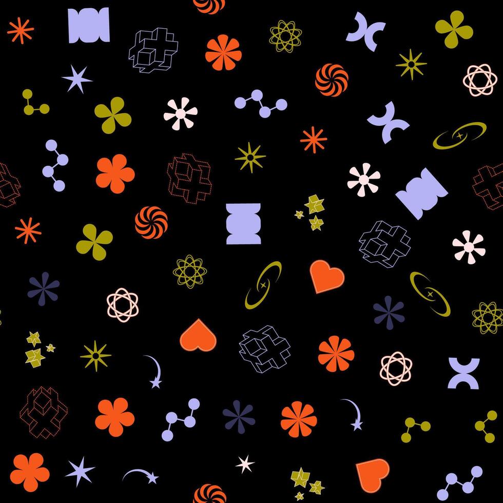 Futuristic Seamless Pattern. Y2k Background vector
