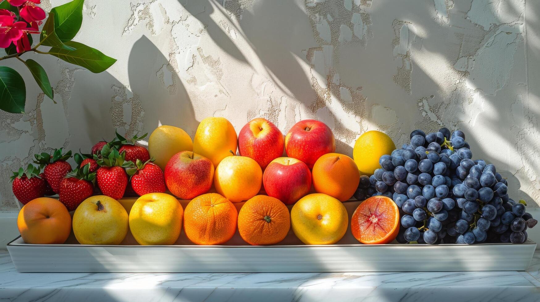 AI generated Wooden Crate Filled With Various Types of Fruit photo