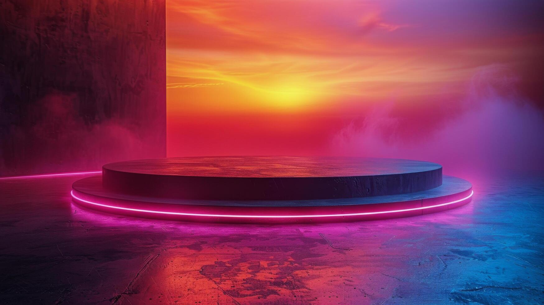 AI generated Brightly Lit Fountain in Dark Room photo