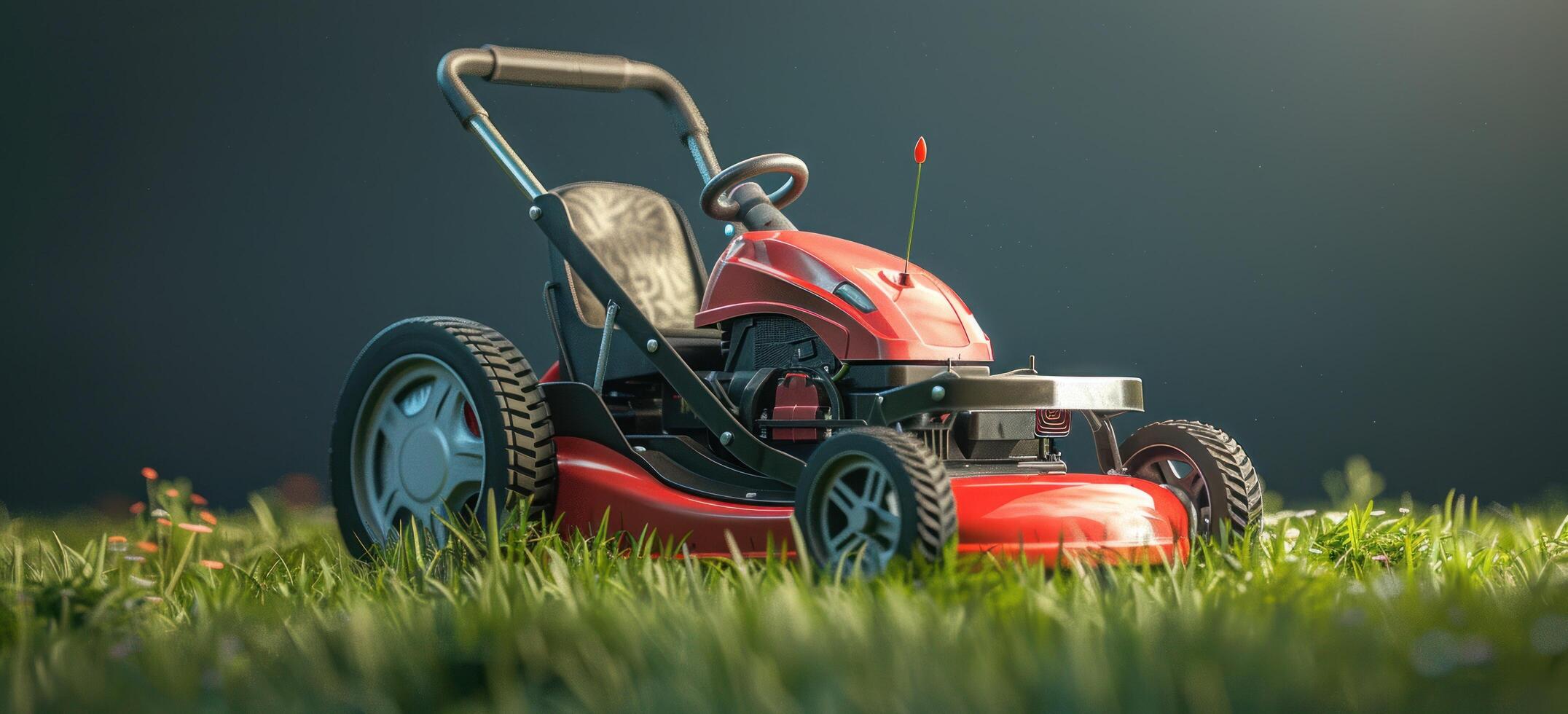 AI generated a lawn mower is on a lawn photo