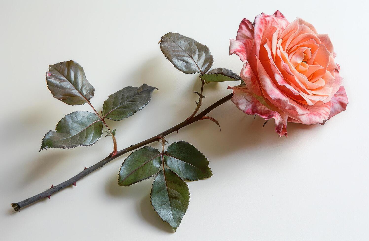 AI generated a pink rose sits on a white background photo