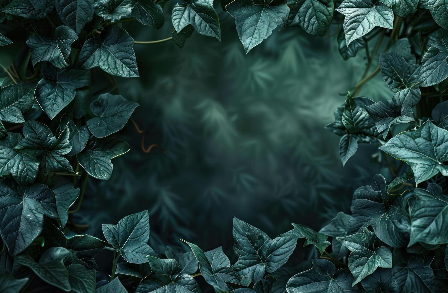 AI generated a green frame that creates a decorative frame of leaves photo