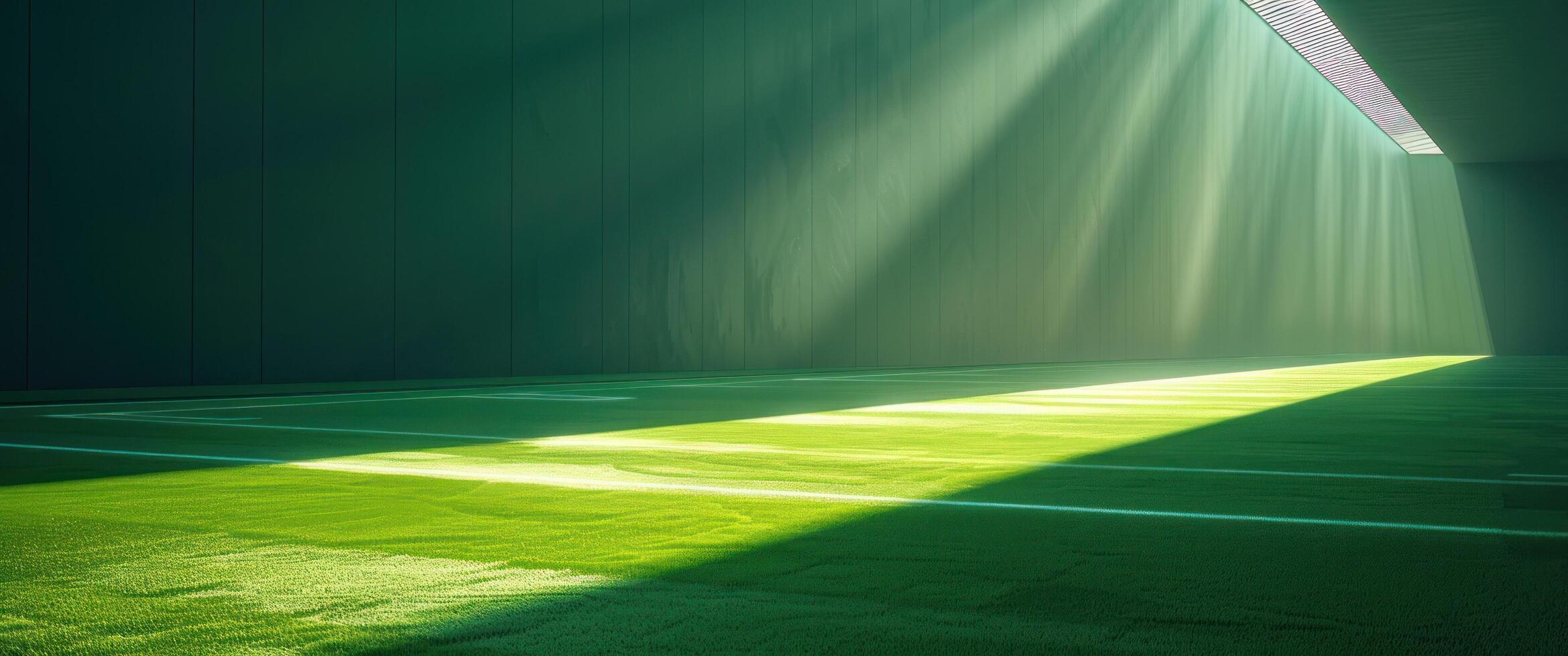 ai generado un vacío artificial campo con un ligero haz foto