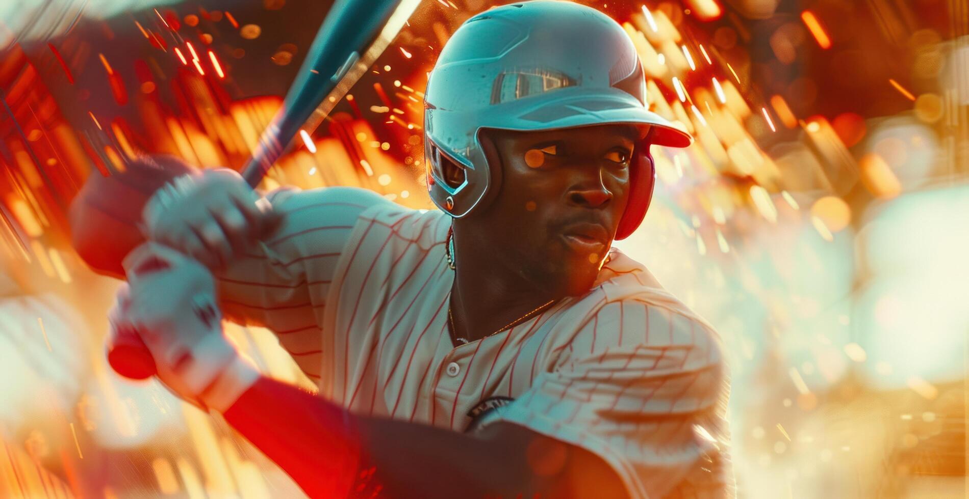 AI generated baseball player going back and forth between hitting a ball photo