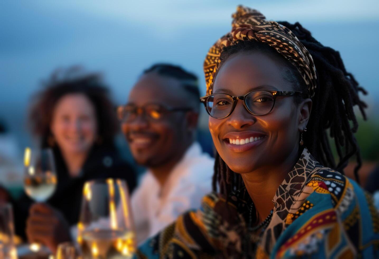 AI generated friends drinking wine at social gathering photo