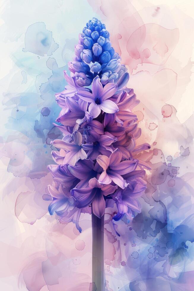 AI generated watercolor painting hyacinths flower on white photo