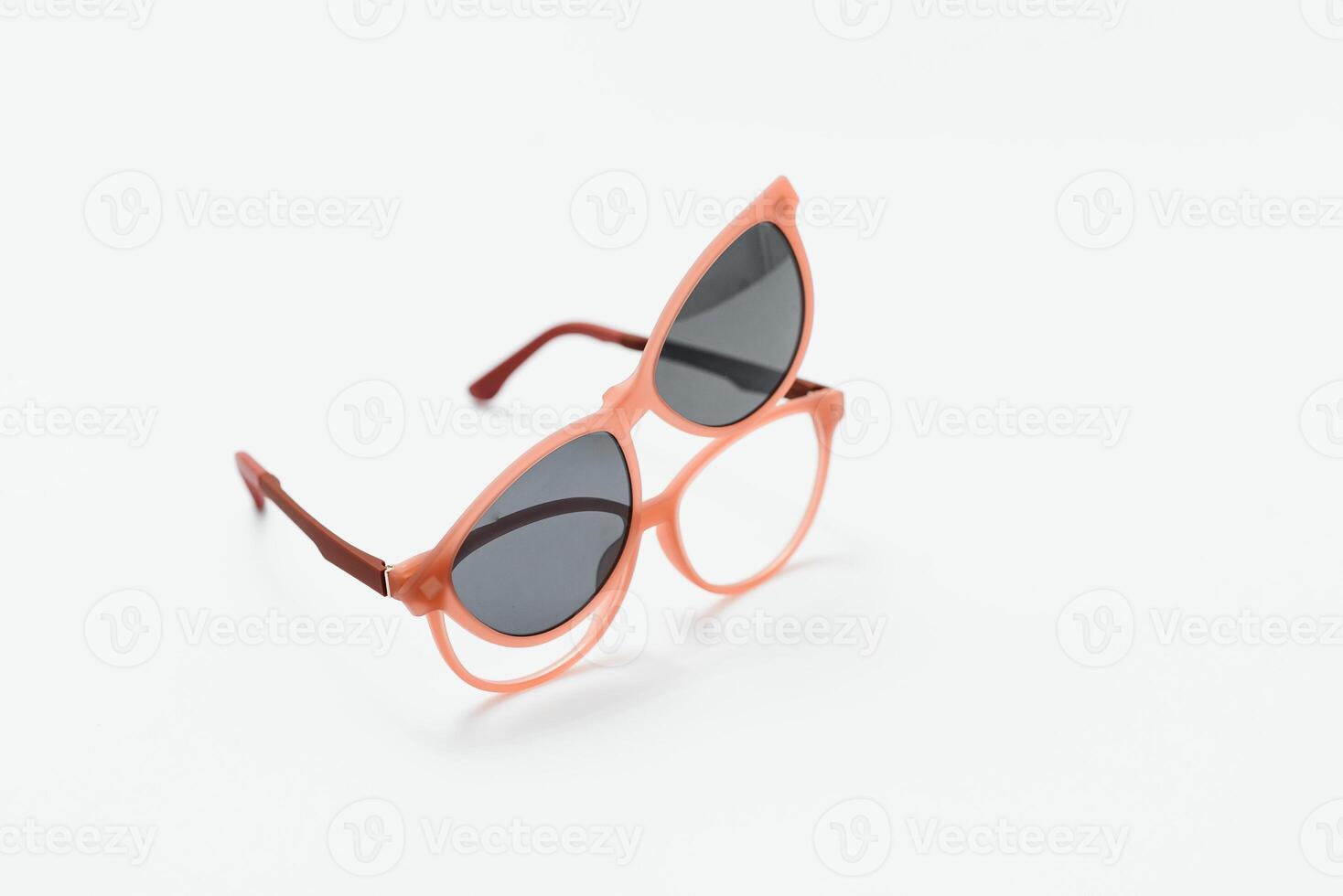 Conceptual elegant Sunglasses isolated on white background. Sun glasses summer accessories as design element for promo or advertising banner. High quality photoSunglasses on white background photo