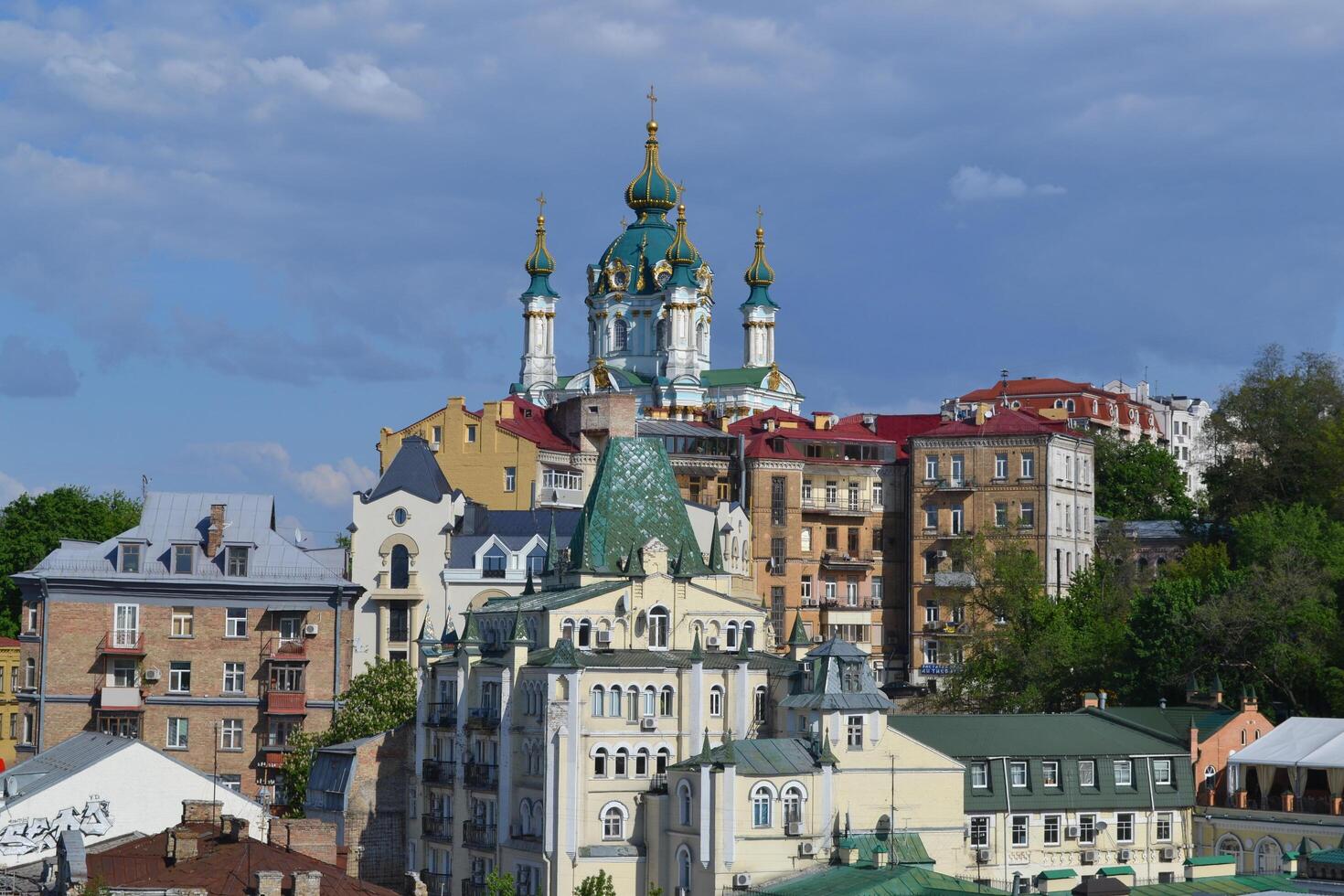 View of St. Andrew's Church from bald mountain, Kiev, Ukraine photo