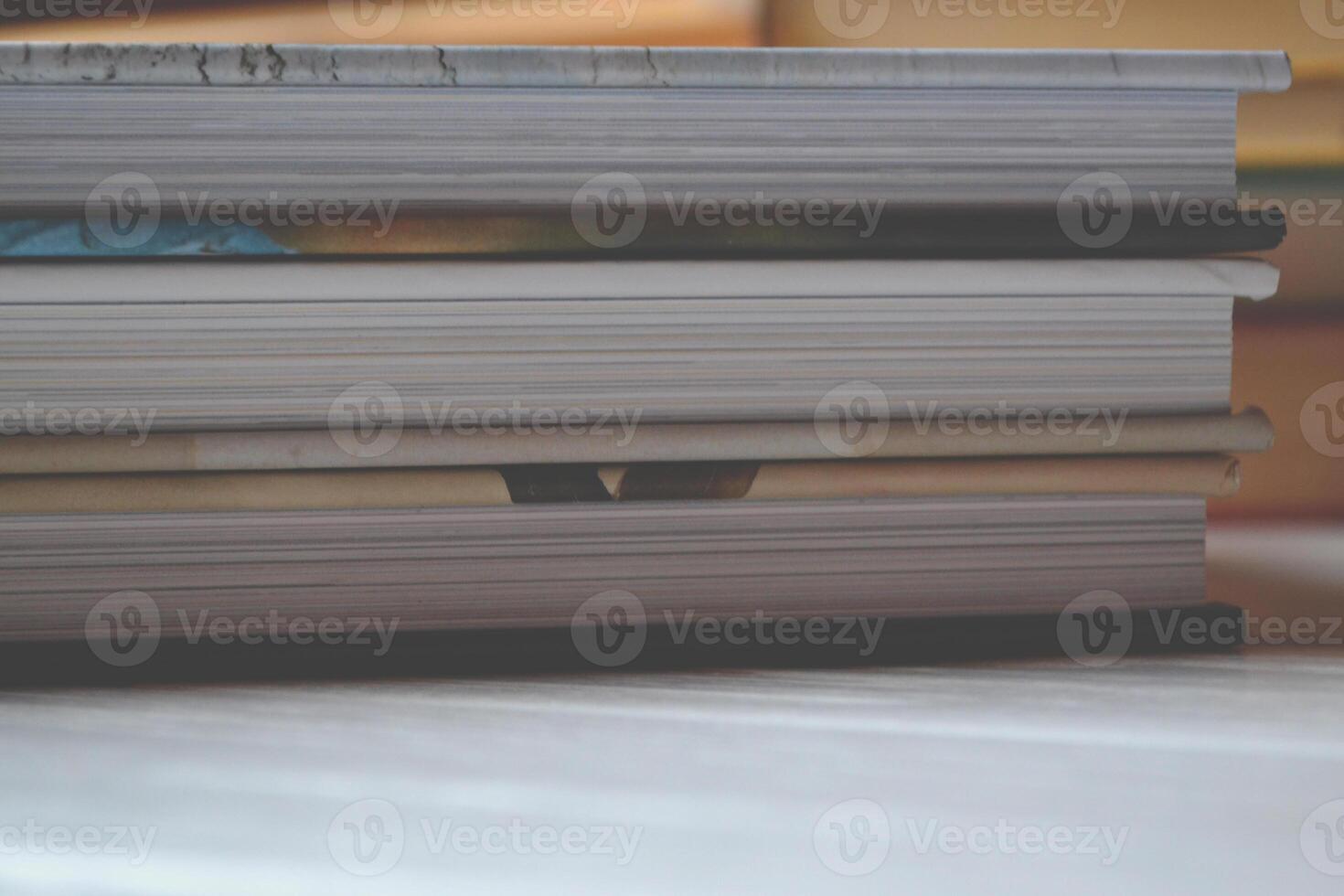 Books on the white desk. photo