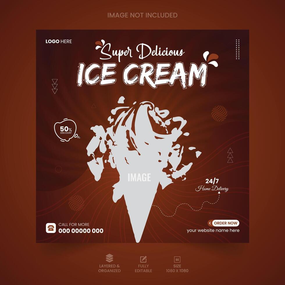 Delicious Ice Cream Social Media Post design Template , Free Vector