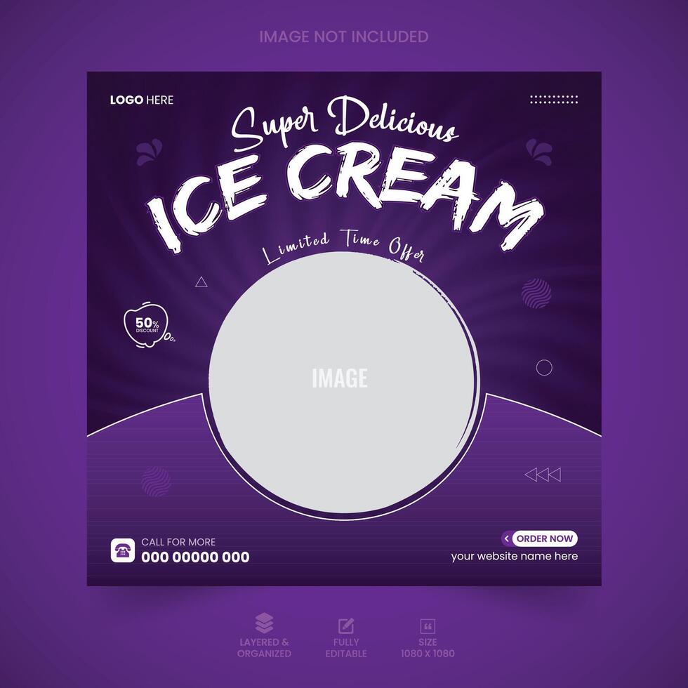 Delicious Ice Cream Social Media Post design Template , Free Vector