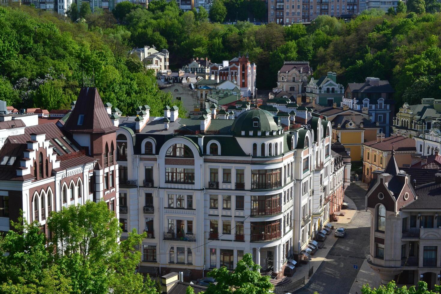 Top view on Vozdvizhenskaya street Kyiv, Ukraine. photo