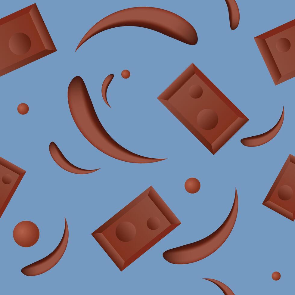 Chocolate pattern. Seamless pattern with chocolate pieces. Chocolate pattern for printing. World Chocolate Day. vector