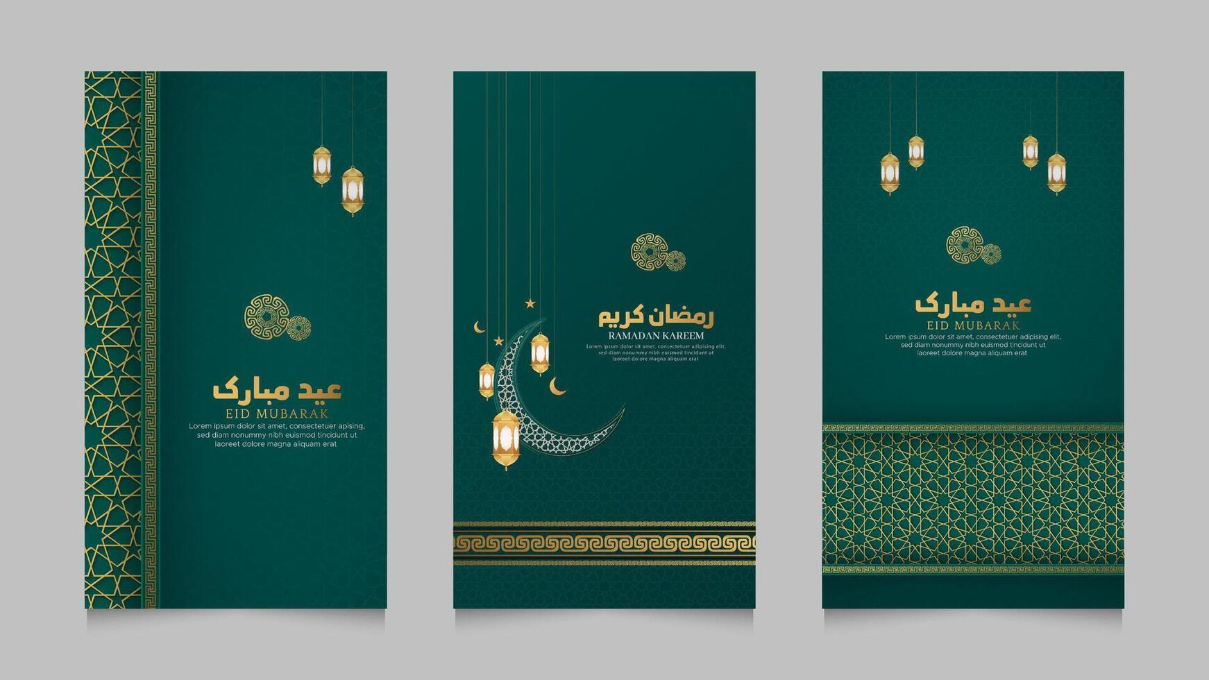 eid Mubarak y Ramadán kareem islámico realista social medios de comunicación cuentos colección modelo vector