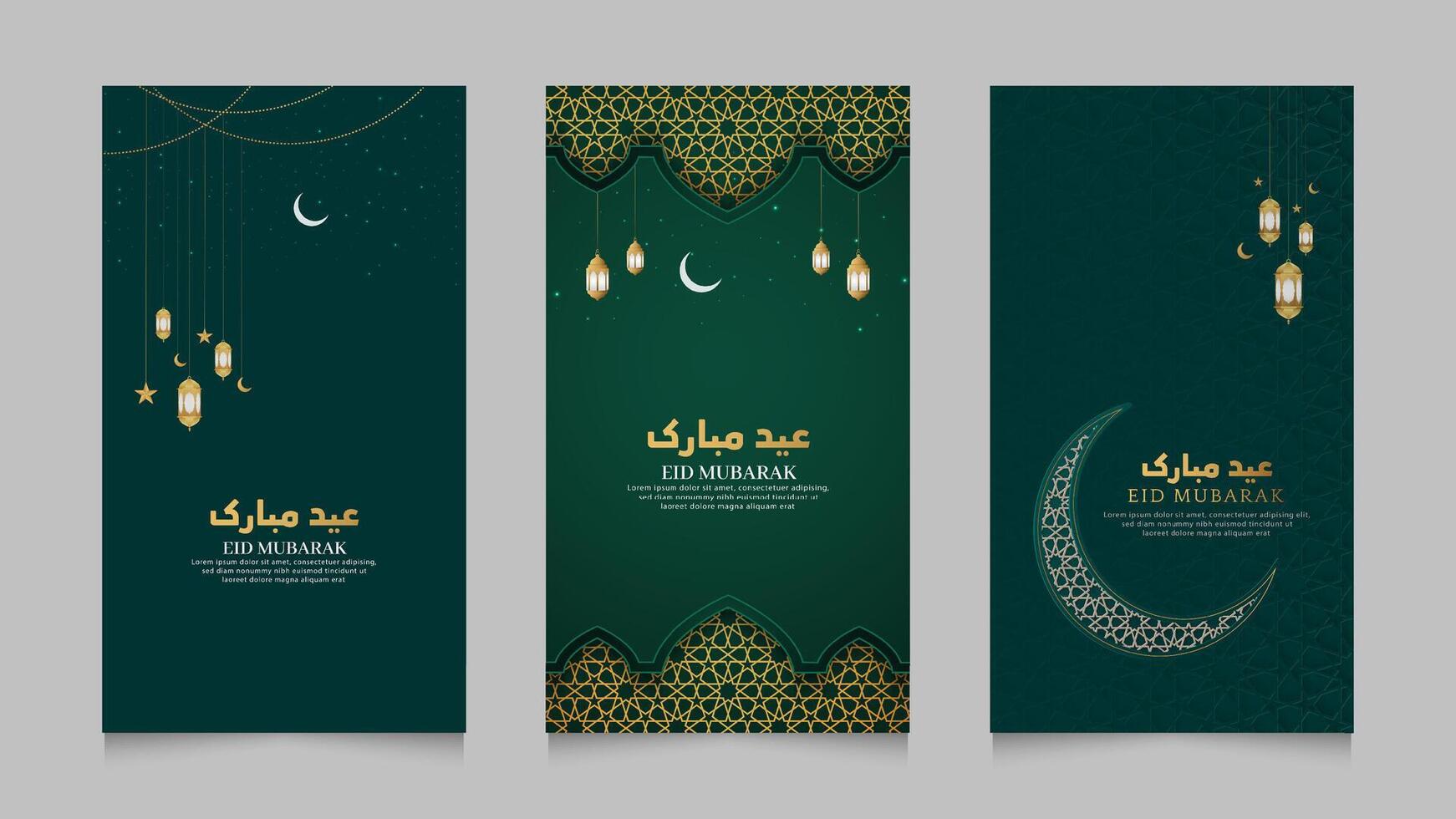 eid Mubarak y Ramadán kareem islámico realista social medios de comunicación cuentos colección modelo vector