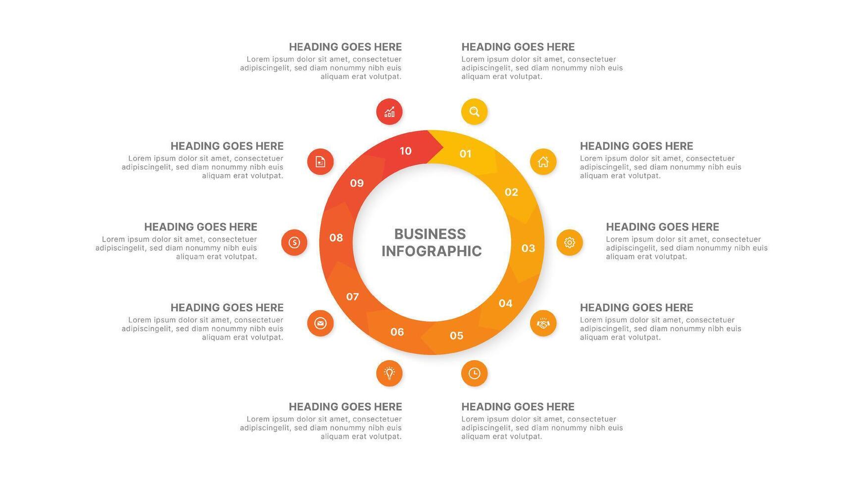 Circular Cycle Arrow Infographic Design Template with Ten Options vector