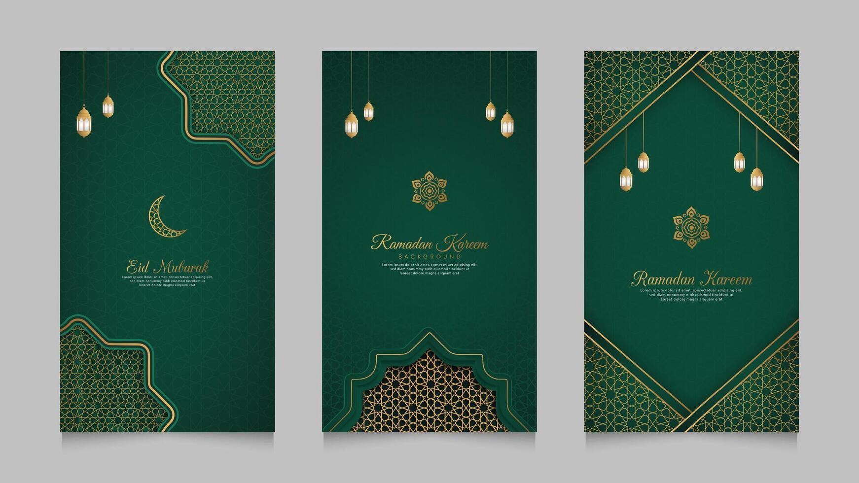 Eid Mubarak and Ramadan Kareem Islamic Realistic Social Media Stories Collection Template vector