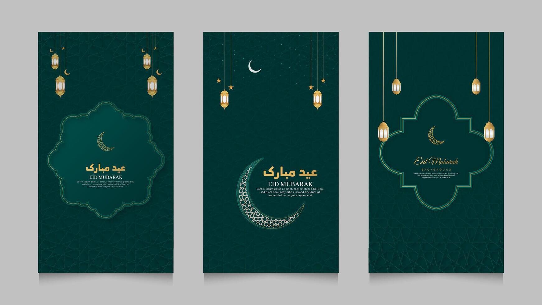 eid Mubarak islámico realista social medios de comunicación cuentos colección modelo con creciente Luna vector
