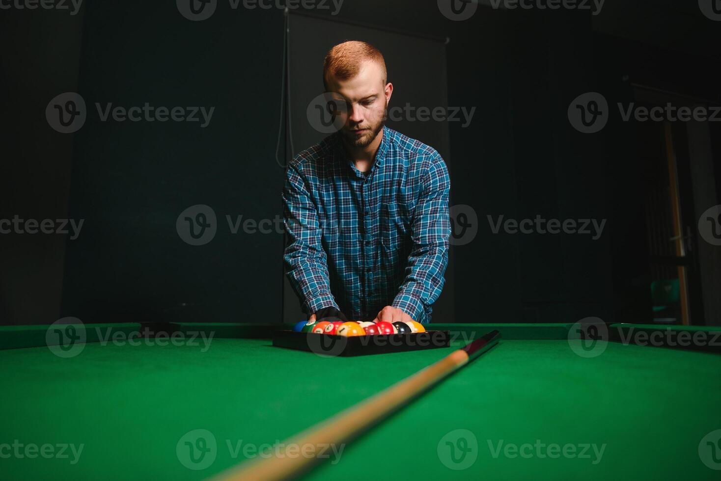 red Ball and Snooker Player, man play snooker photo