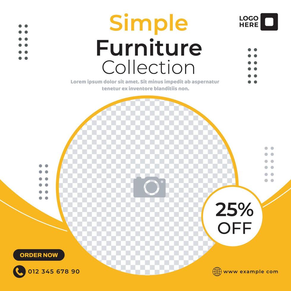 Modern furniture sale banner or social media post template vector