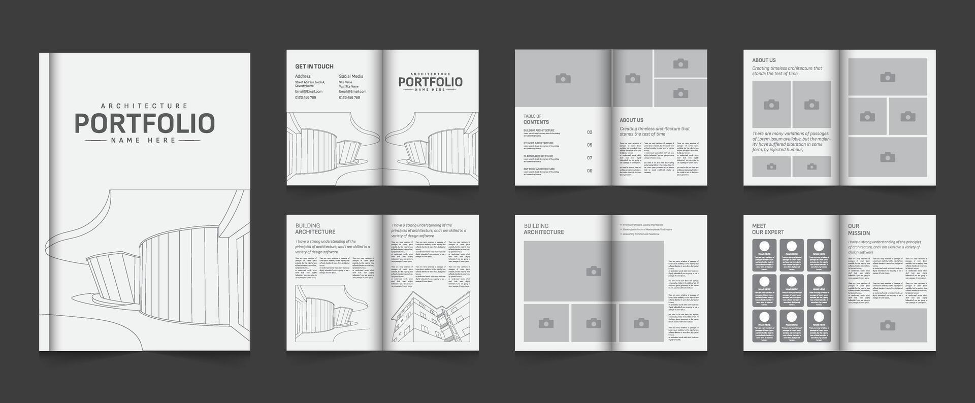 Architecture portfolio or interior portfolio or portfolio design template, Use for architecture portfolio, interior portfolio, business portfolio vector