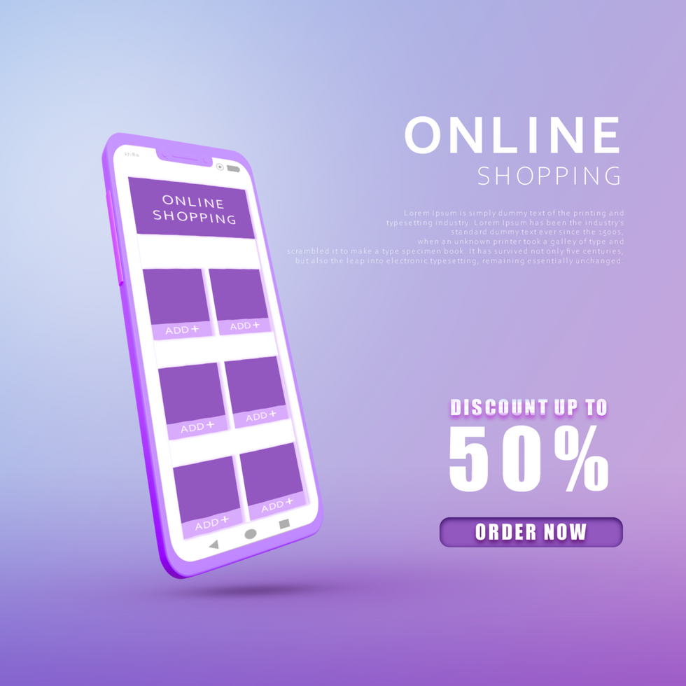 Product placement template on a mobile online retail app,  with smart object psd