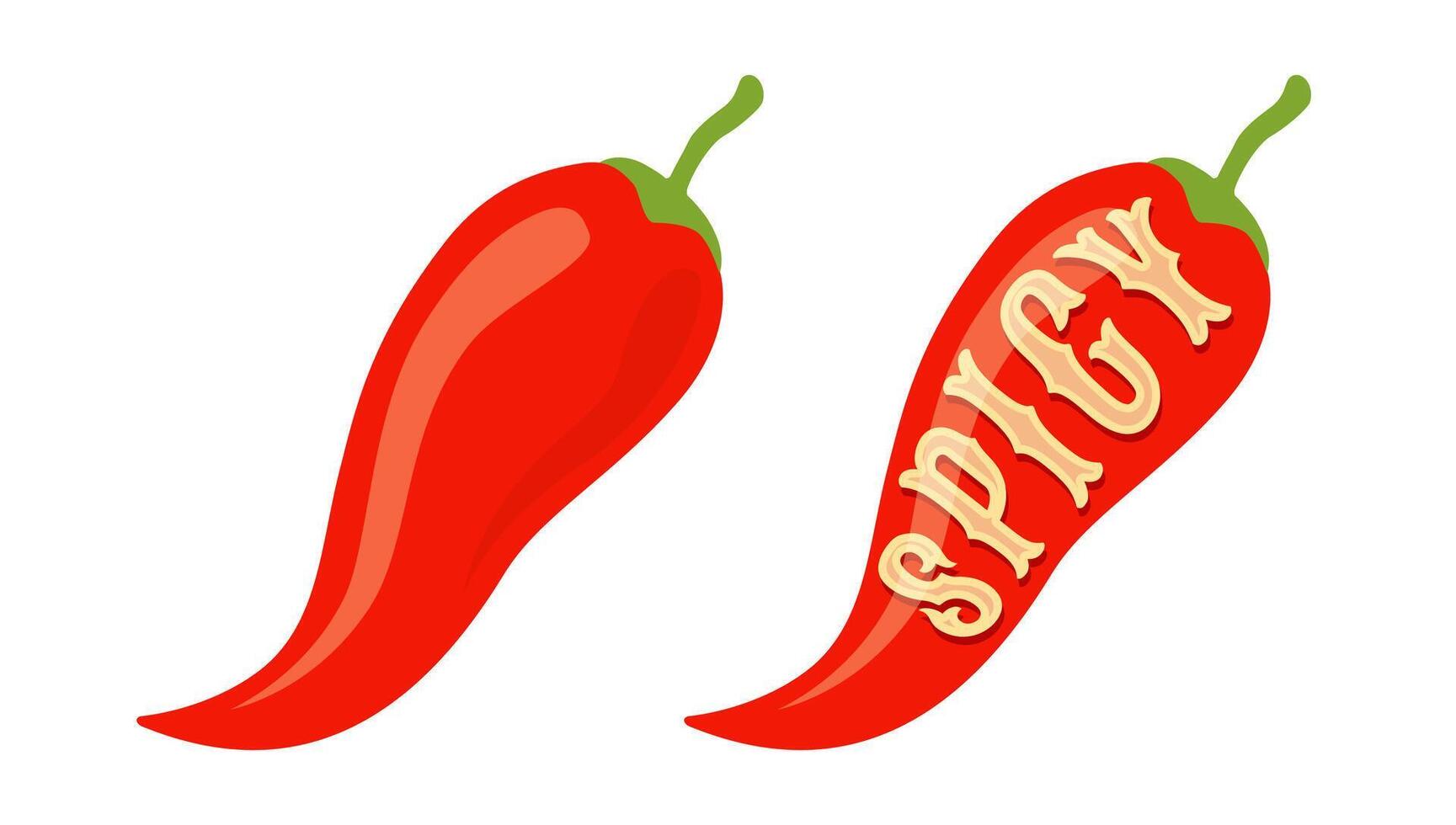 vector ilustración de un picante chile pimientos con texto de picante.