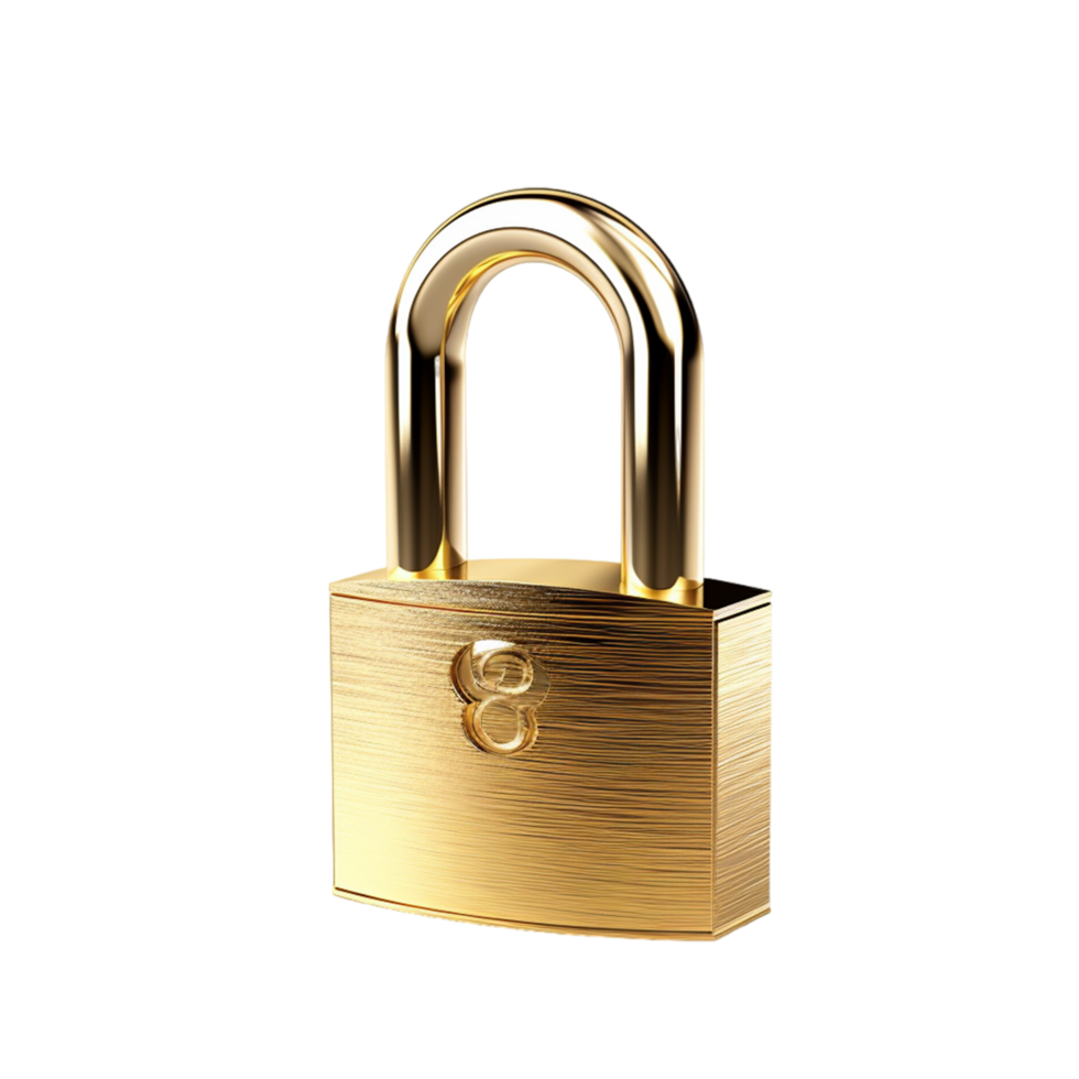 AI generated Gold unlocked padlock png