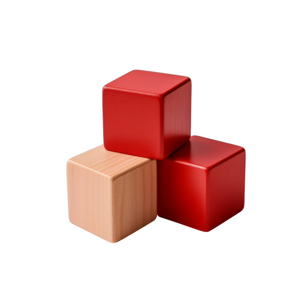 AI generated Cube wooden block toy stacked png