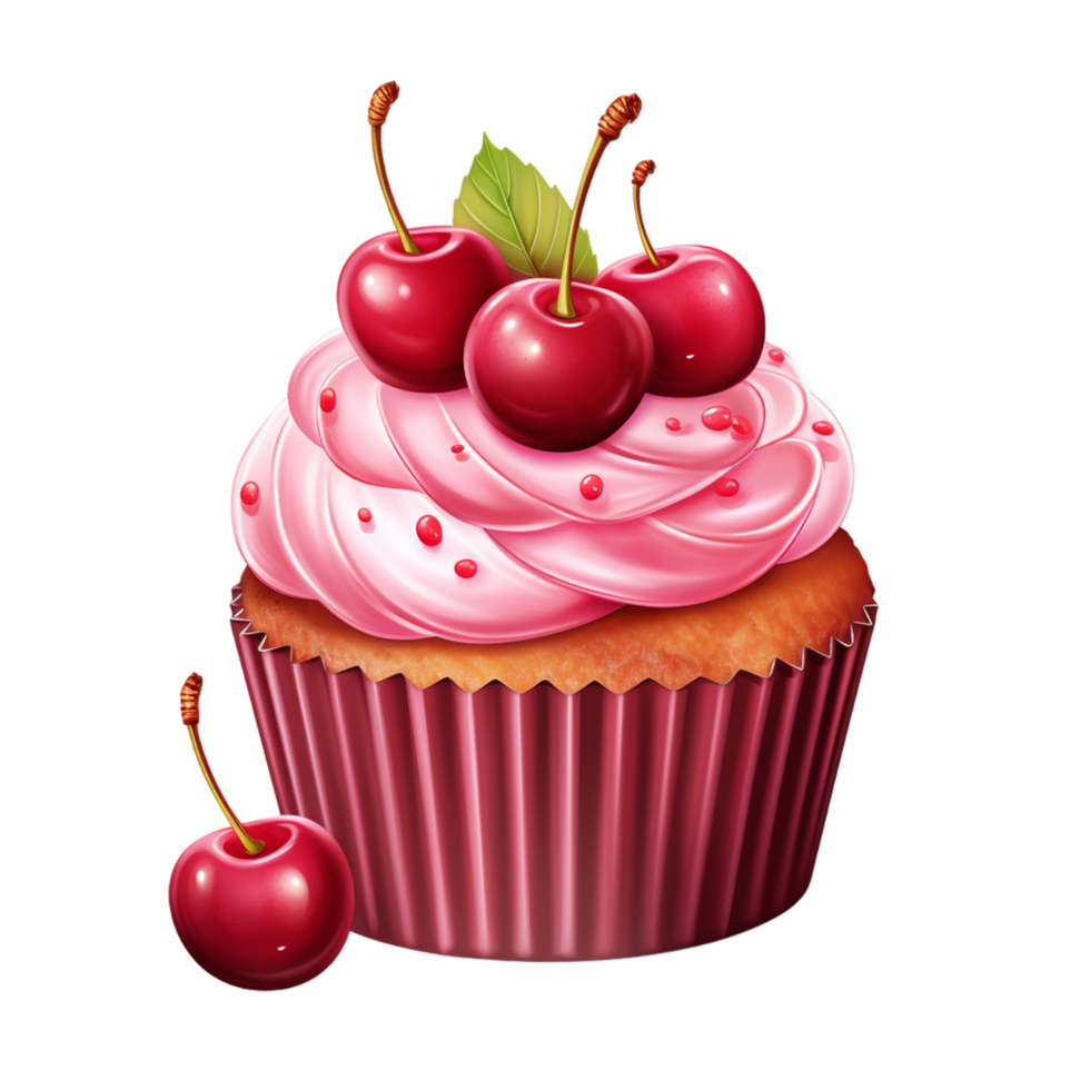 ai generato vegano rosso velluto Cupcake con cappello a cilindro contento compleanno png