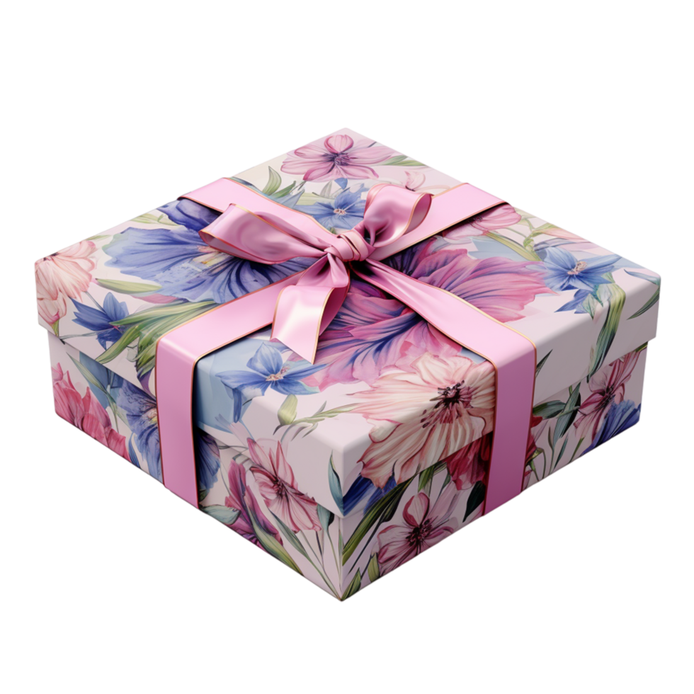 AI generated Pink present box ribbon packing materials png